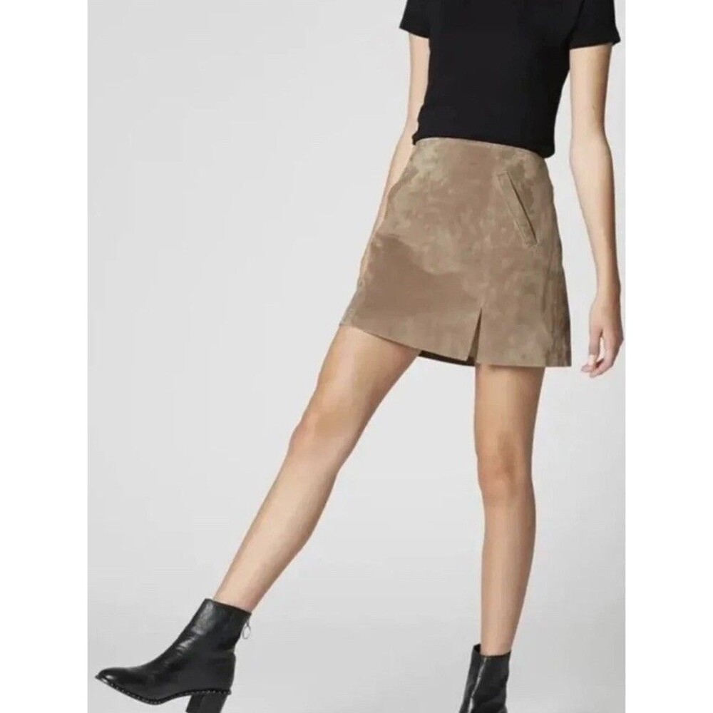 Nordstrom Blank NYC Suede Brown Classic Modern Mini Skirt Size 28